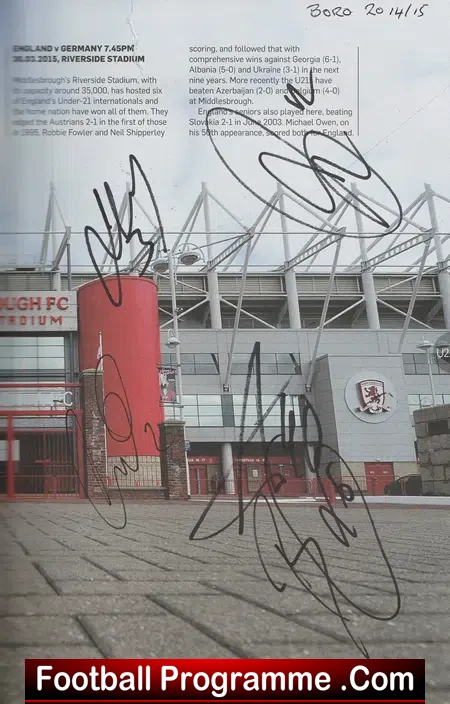 England v Germany 2015 - U21 Multi Signed Autographed