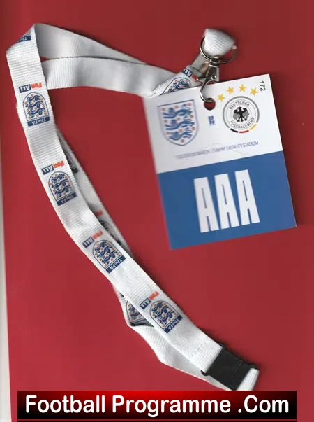England v Germany 2019 – U21 Media Press Pass Lanyard Ticket