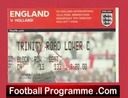 England v Holland 2005 – Ticket at Villa Park