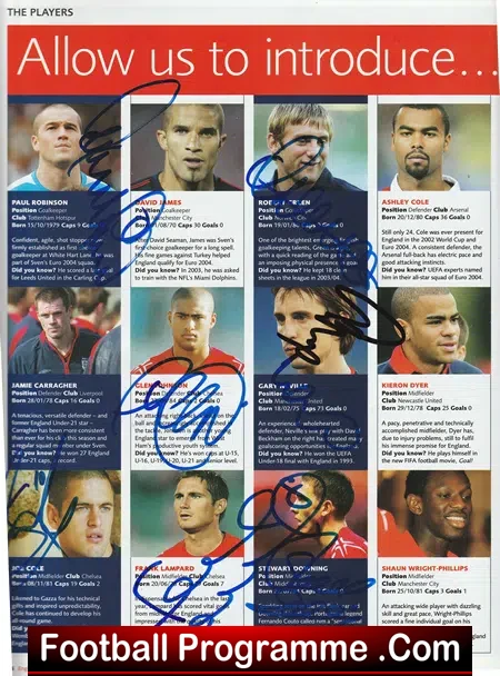 England v Holland 2005 - Villa Park Multi Autographed SIGNED