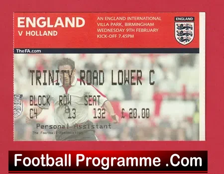 England v Holland 2005 - Villa Park Multi Autographed SIGNED