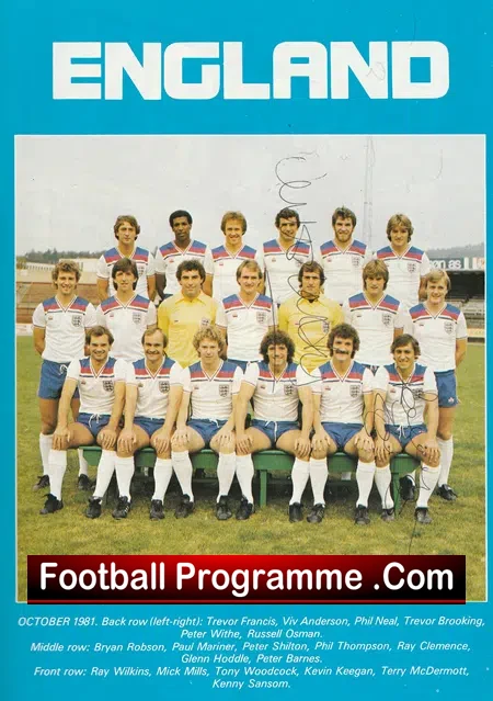 England v Hungary 1981 - Multi Autographed SIGNED