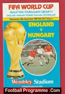 England v Hungary 1981 – Multi Autographed SIGNED