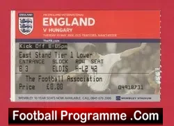 England v Hungary 2006 – Football Ticket at Man Utd