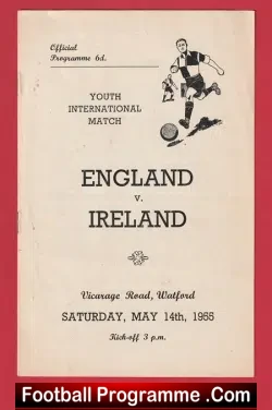 England v Ireland 1955 – Youths at Watford