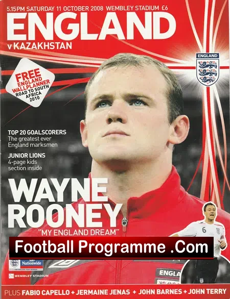 England v Kazakhstan 2008 – Wembley Multi Autographed SIGNED