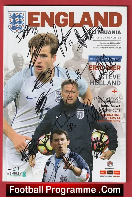 England v Lithuania 2017 – Multi Signed Autographed World Cup