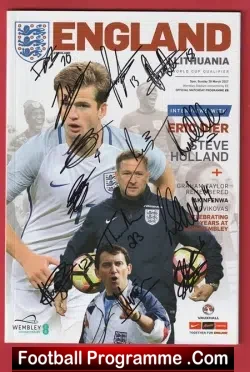 England v Lithuania 2017 – Multi Signed Autographed World Cup