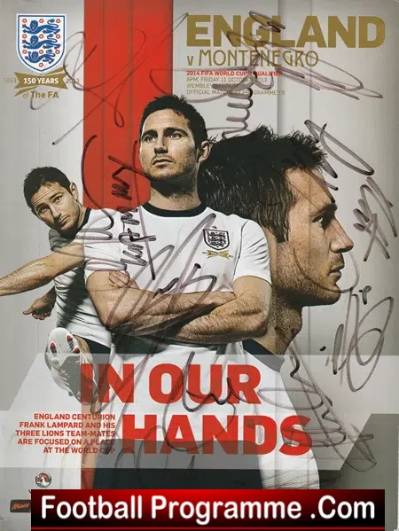 England v Montenegro 2103 – Multi Signed Autographed World Cup
