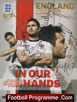 England v Montenegro 2103 – Multi Signed Autographed World Cup