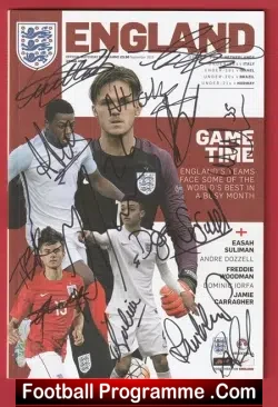 England v Netherlands 2016 – U21 Multi Signed Autographed + Tik