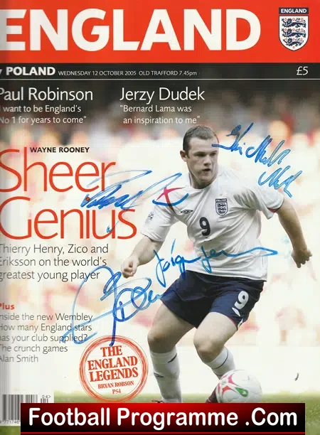 England v Poland 2005 – Old Trafford Multi Autographed SIGNED
