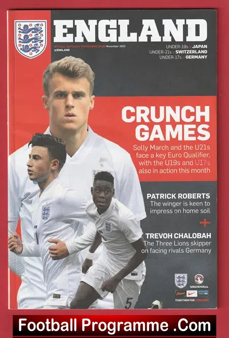 England v Switzerland 2015 – U21 Multi Signed Autographed