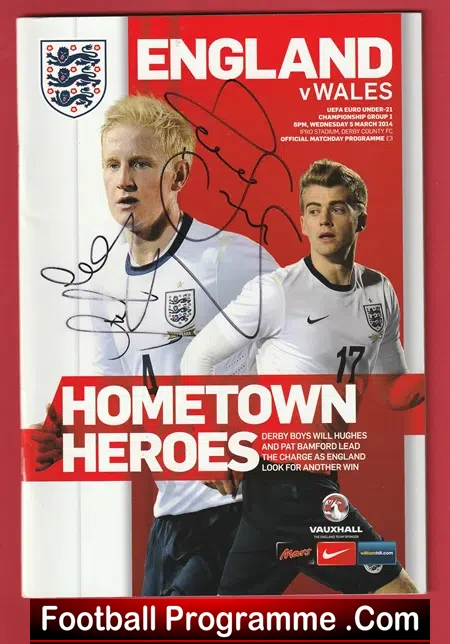 England v Wales 2014 – U21 Multi Signed Autographed + Southgate