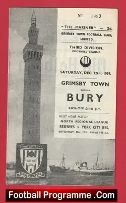 Grimsby Town v Bury 1959 - 1950's - football programme