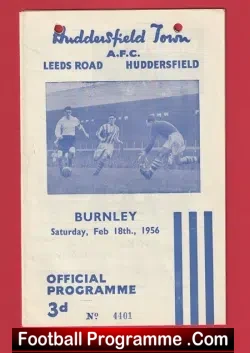Huddersfield Town v Burnley 1956 - 1950'6 - football programme