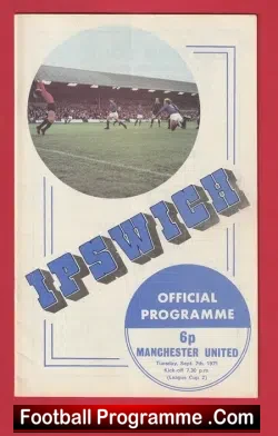 Ipswich Town v Manchester United 1971 - Man Utd September - football programme