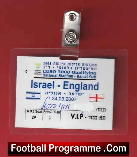Israel v England 2007 – Media Press Pass Lanyard Ticket