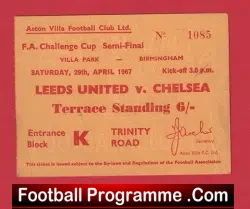 Leeds United v Chelsea 1967 – Football Ticket FA Cup Semi Final