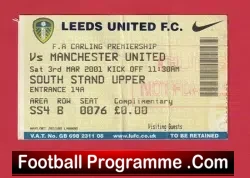 Leeds United v Manchester United 2001 – Match Ticket