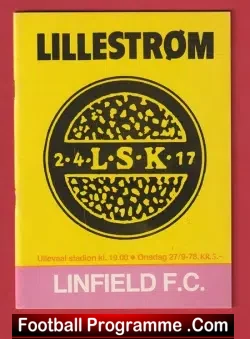 Lillestrom v Linfield 1978 - Lillestrøm SK Norway - football programme