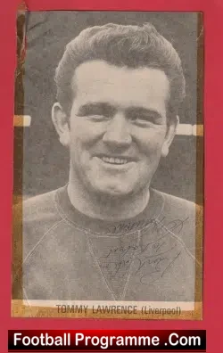 Liverpool Tommy Lawrence 1960s - Autographed SIGNED - football programme