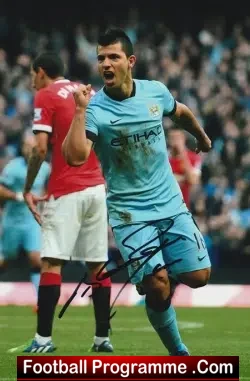 Manchester City Sergio Aguero Autograph Signed Picture Man City - football memorabilia