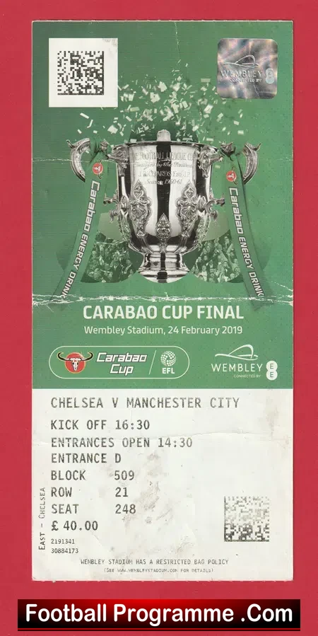 Manchester City v Chelsea 2019 – League Cup Final Ticket