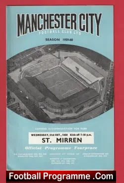 Manchester City v St Mirren 1959 - Man City 50's - football programme