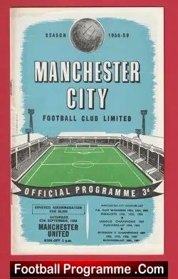 Manchester Ctiy v Manchester United 1957 - 57/58 Munich Season - football programme