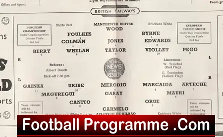 Manchester United v Athletico Bilbao 1957 - European Cup Match
