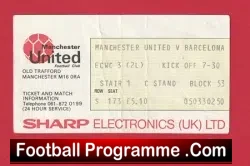 Manchester United v Barcelona 1984 - Football Ticket v Barca - football memorabilia