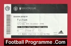 Manchester United v Fulham 2018 - Football Ticket - football memorabilia