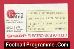 Manchester United v Nottingham Forest 1983 - Match Ticket - football memorabilia