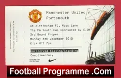 Manchester United v Portsmouth 2010 - Match Ticket Youth Cup - football memorabilia