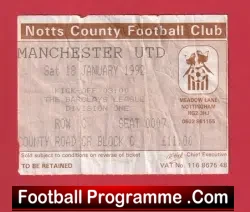 Notts County v Manchester United 1992 – Football Ticket