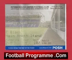 Peterborough United v Manchester United 2008 – Match Ticket