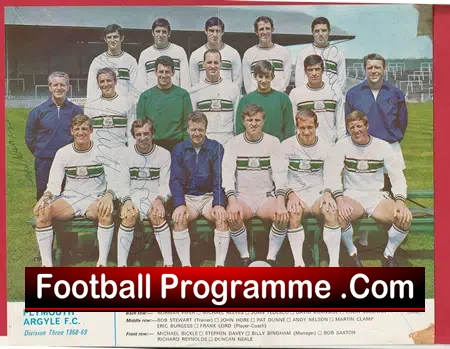 Plymouth Argyle Football Club 1968 – Multi Autographed SIGNED
