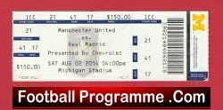 Real Madrid v Manchester United 2014 Ticket Michigan USA America