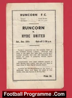 Runcorn v Hyde United 1945 ? - football programme