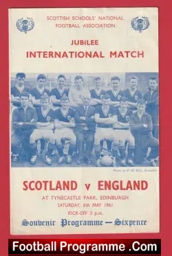Scotland v England 1961 - School Boys at Tynecastle Park - football programme