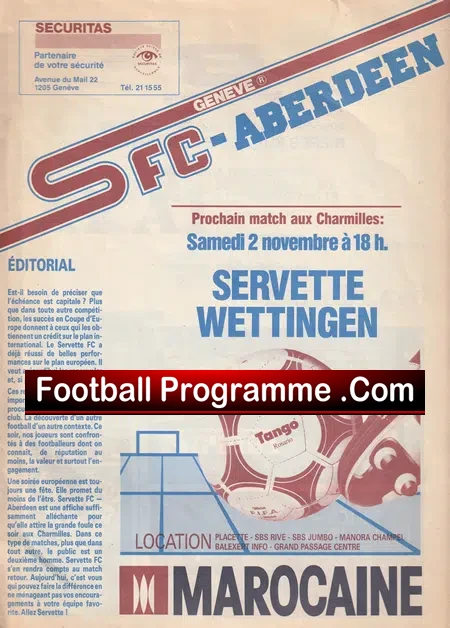 Servette v Aberdeen 1985 – Geneva European Cup QF Fergie