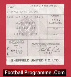 Sheffield United v Leeds United 1987 – Football Match Ticket