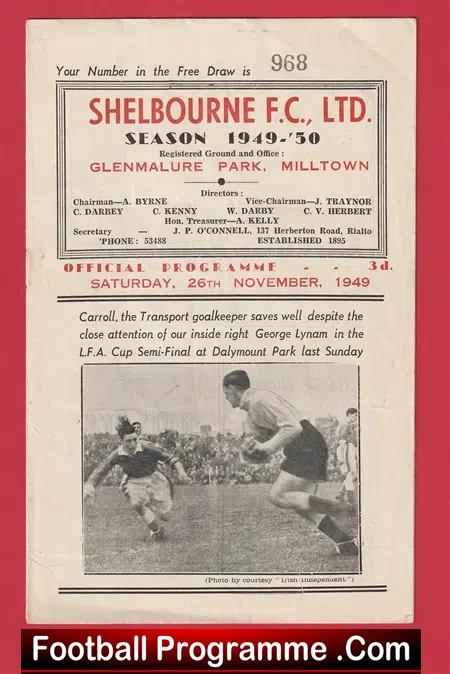 Shelbourne v Drumcondra 1949 Glenmalure Park Ireland 1940s