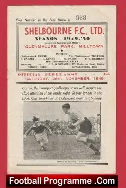 Shelbourne v Drumcondra 1949 Glenmalure Park Ireland 1940s - football programme