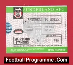 Sunderland v Liverpool 1997 – Last Match at Roker Park TICKET