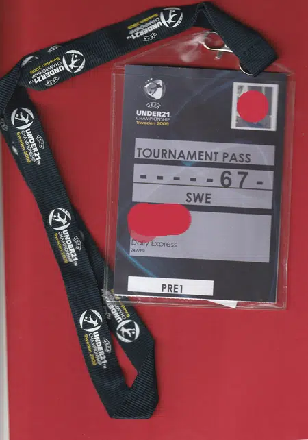 Sweden v England 2009 – U21 Media Press Pass Lanyard Ticket