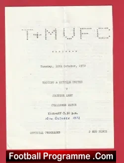 Tooting Mitcham United v The Army 1972 – Challenge Match
