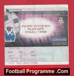 Torquay United v Colchester United 1998 – Play Off Final TICKET