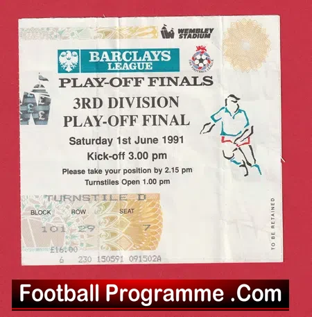 Tranmere Rovers v Bolton Wanderers 1991 – Play Off Final TICKET